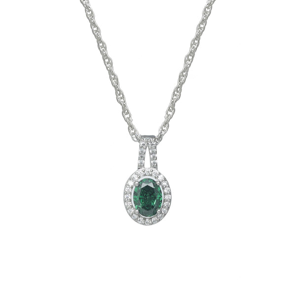 925 Silver Emerald Oval Pendant