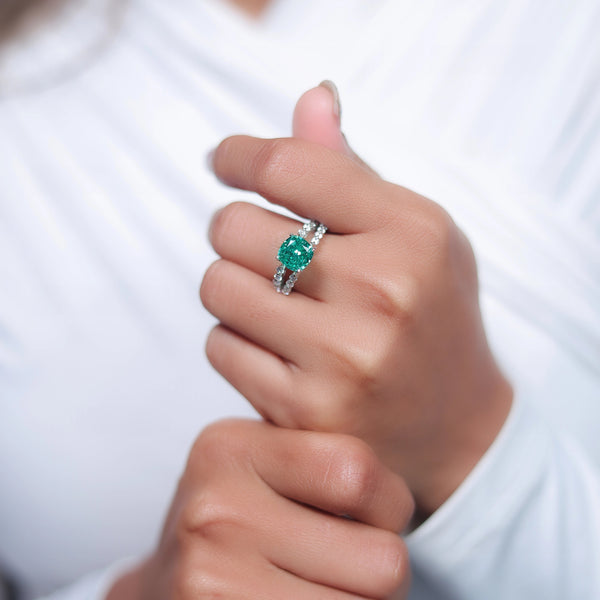 925 Silver Emerald Spark Ring