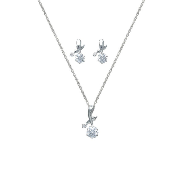 925 Silver Floral Bloom Pendant & Studs Set
