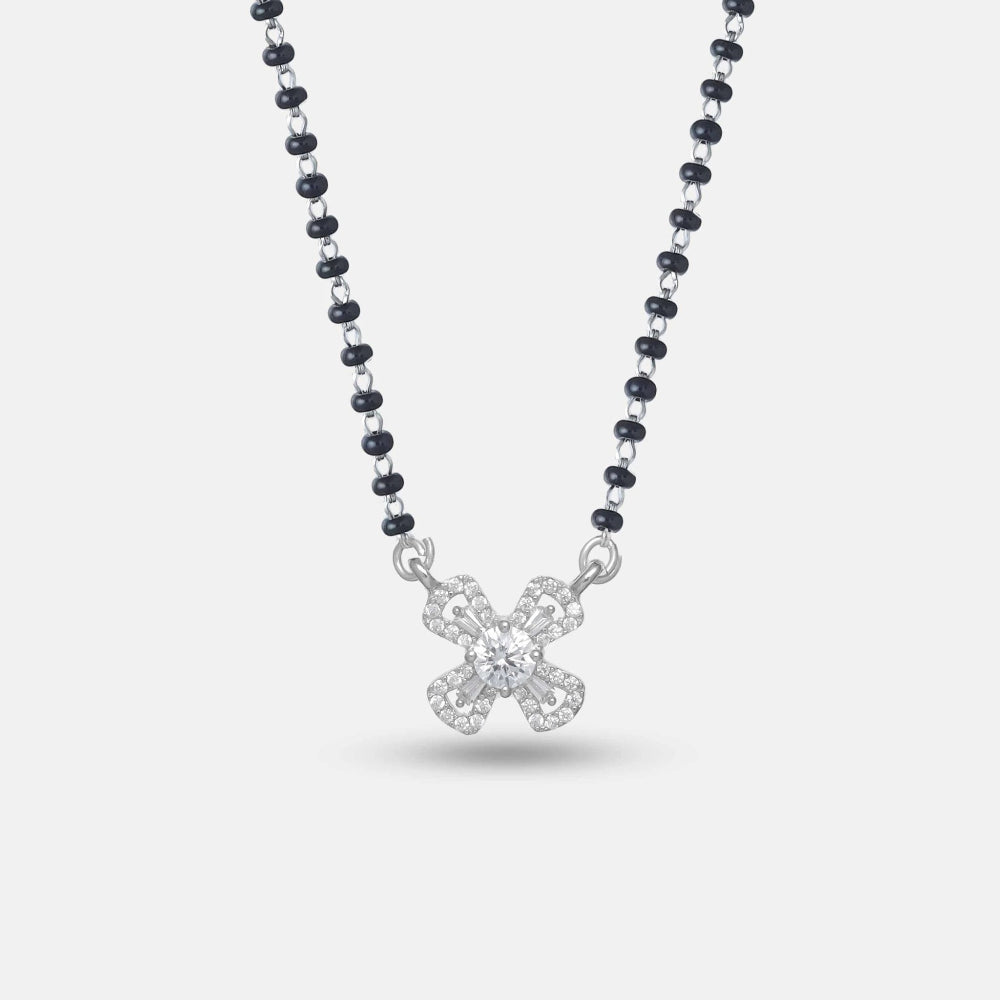 925 Silver Floral Spark Mangalsutra - 925 sterling silver mangalsutra by Tassya Silver