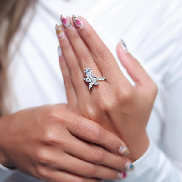 925 Silver Floral Spark Ring