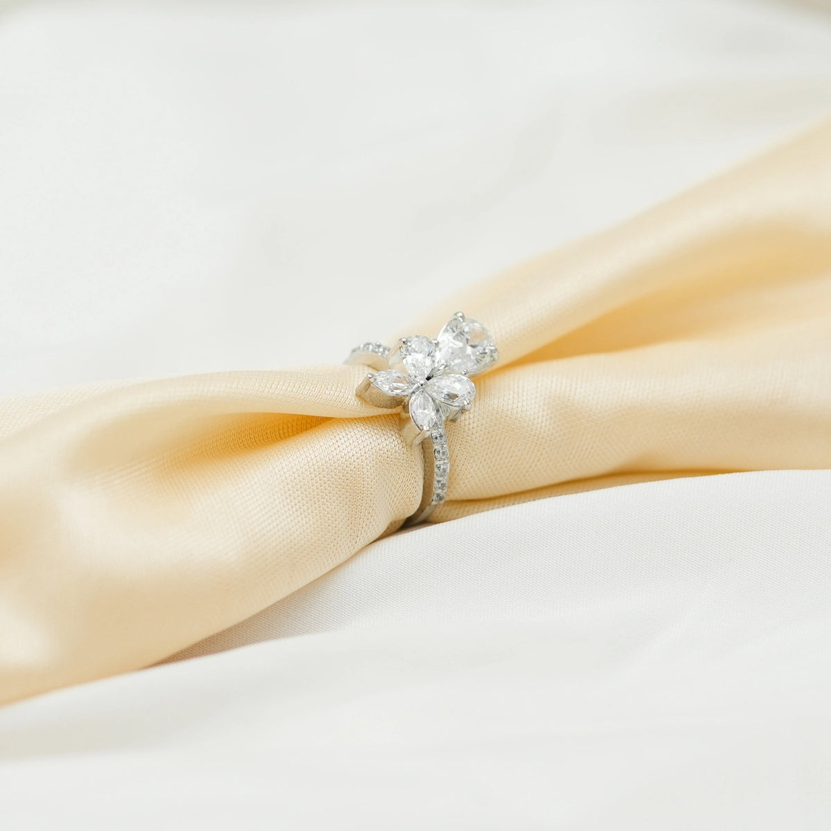 925 Silver Floral Spark Ring - 925 sterling silver ring by Tassya Silver