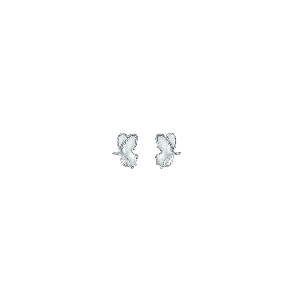 925 Silver Flutterby Pearl Studs for Baby - 925 sterling silver earrings by Tassya Silver