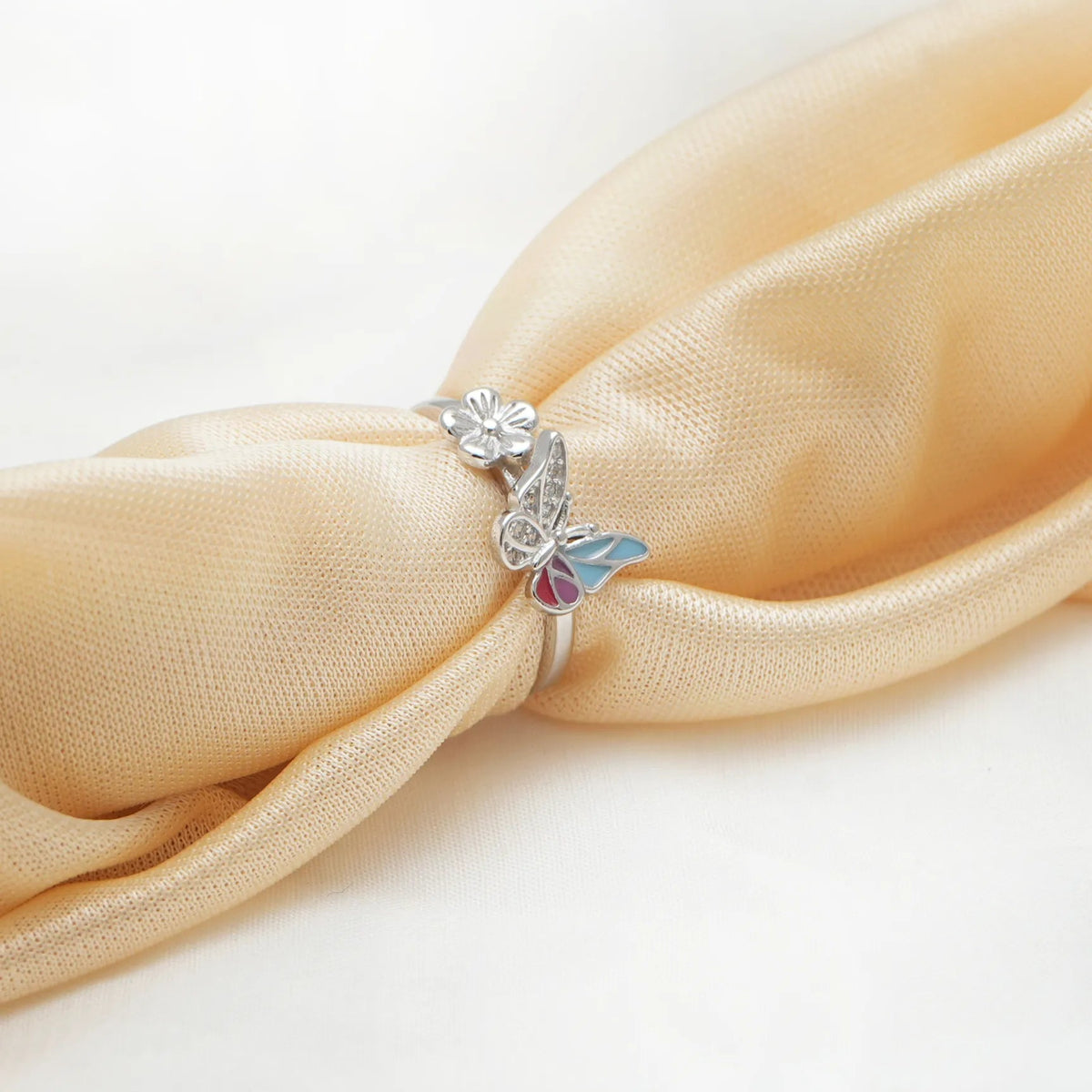 925 Silver Garden Bloom Butterfly Ring - 925 sterling silver ring by Tassya Silver