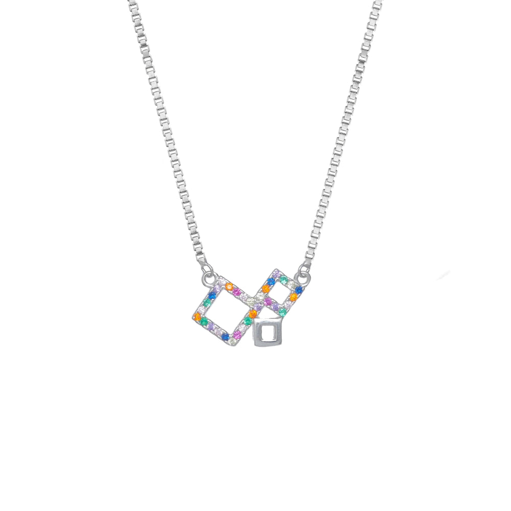 925 Silver Geometric Rainbow Pendant - 925 sterling silver pendant by Tassya Silver