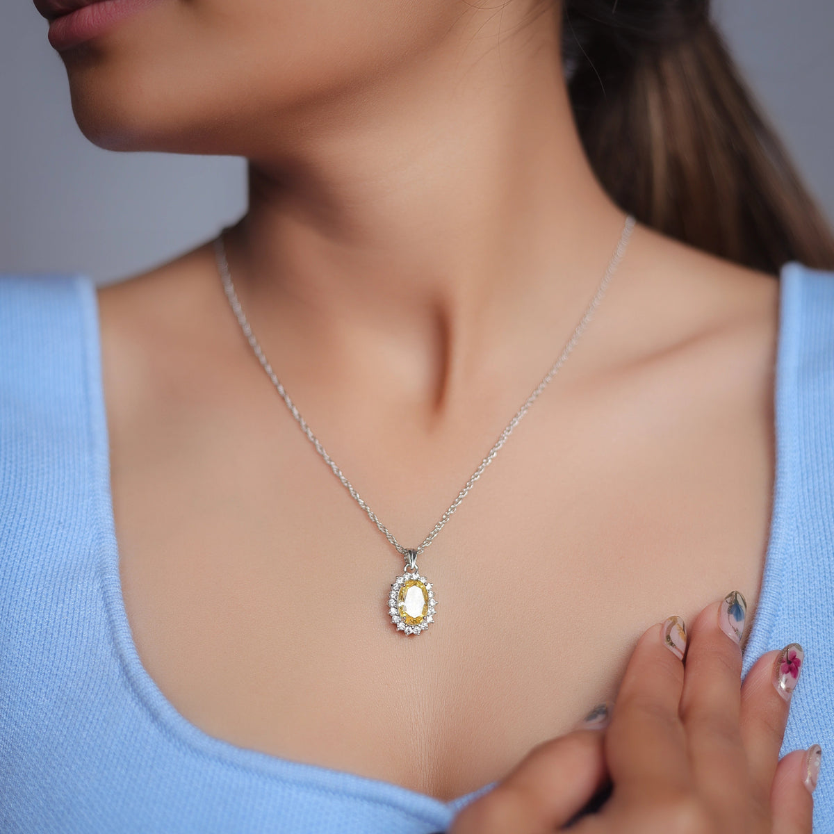 925 Silver Golden Aura Pendant - 925 sterling silver pendant by Tassya Silver