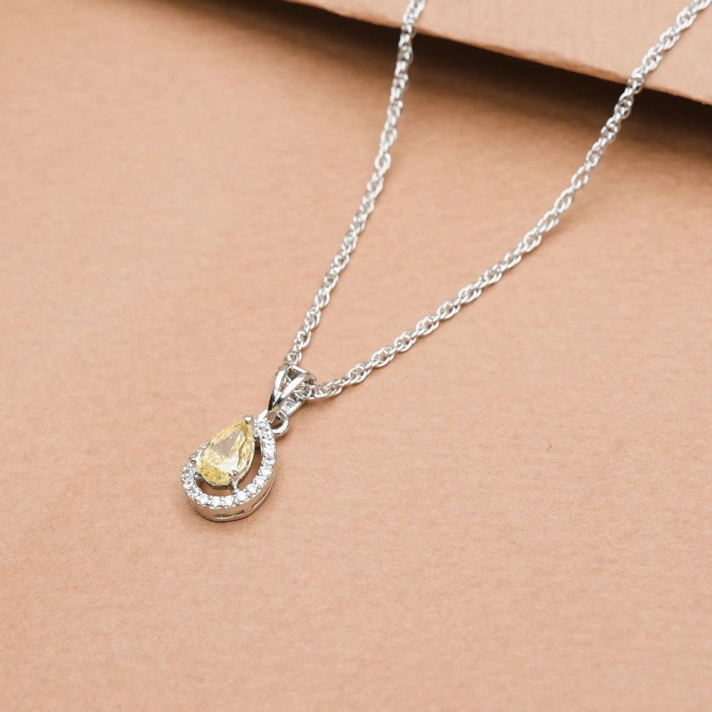 925 Silver Golden Dewdrop Pendant - 925 sterling silver pendant by Tassya Silver