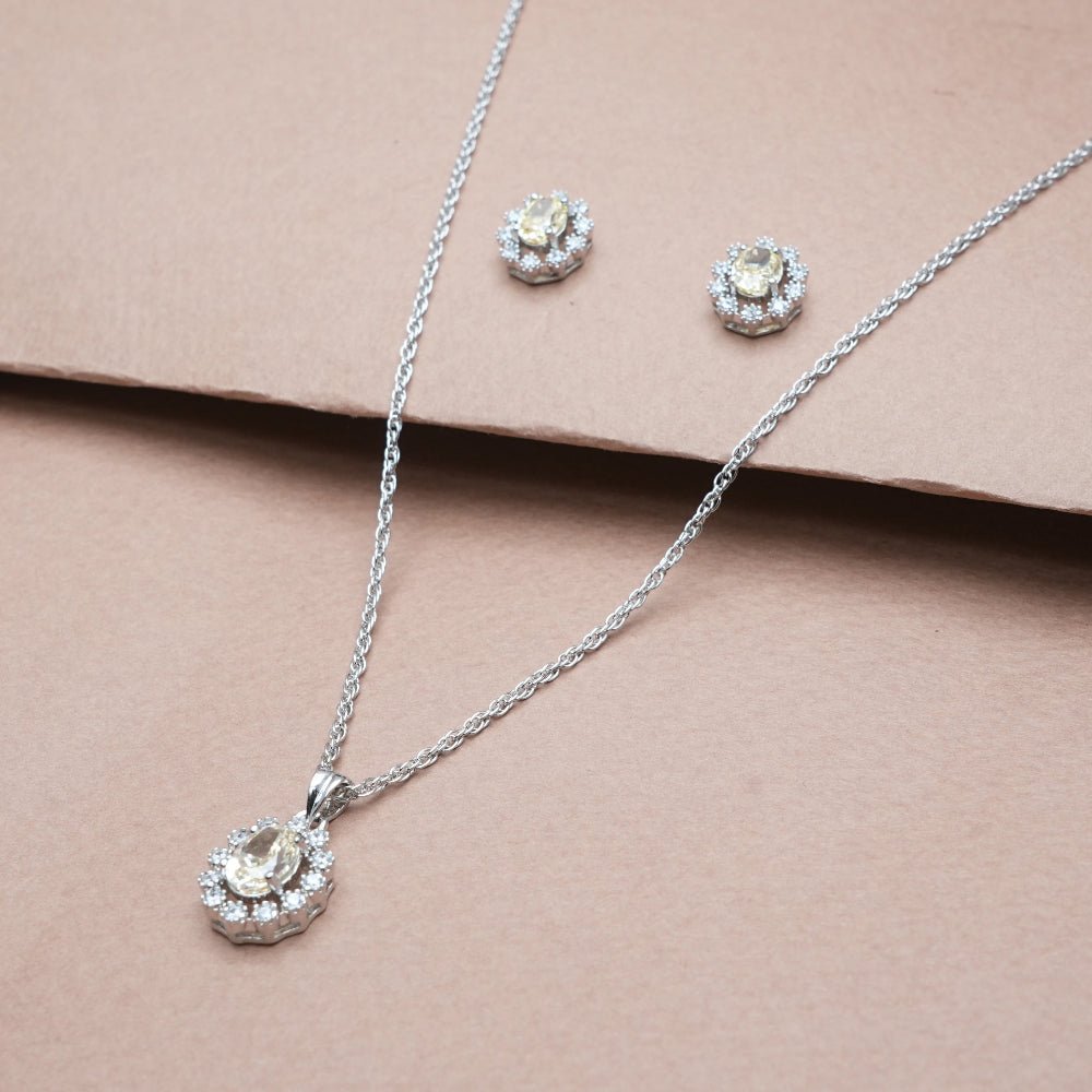 925 Silver Golden Diamond Chain Pendant Studs - 925 sterling silver earrings by Tassya Silver
