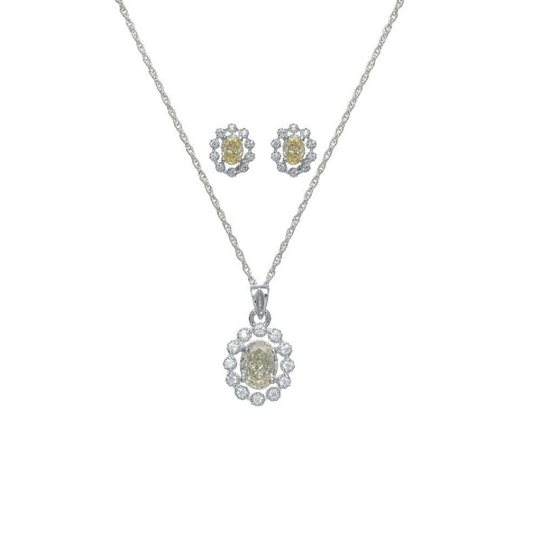925 Silver Golden Diamond Chain Pendant Studs