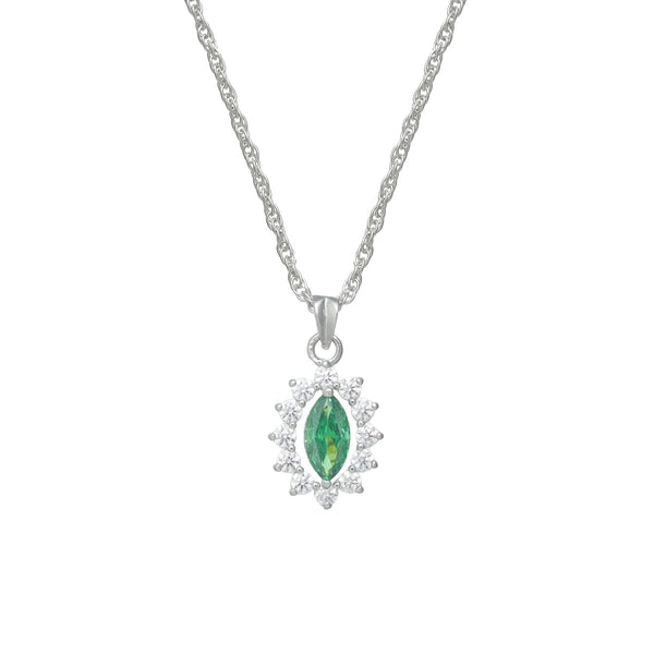925 Silver Green Teardrop Pendant