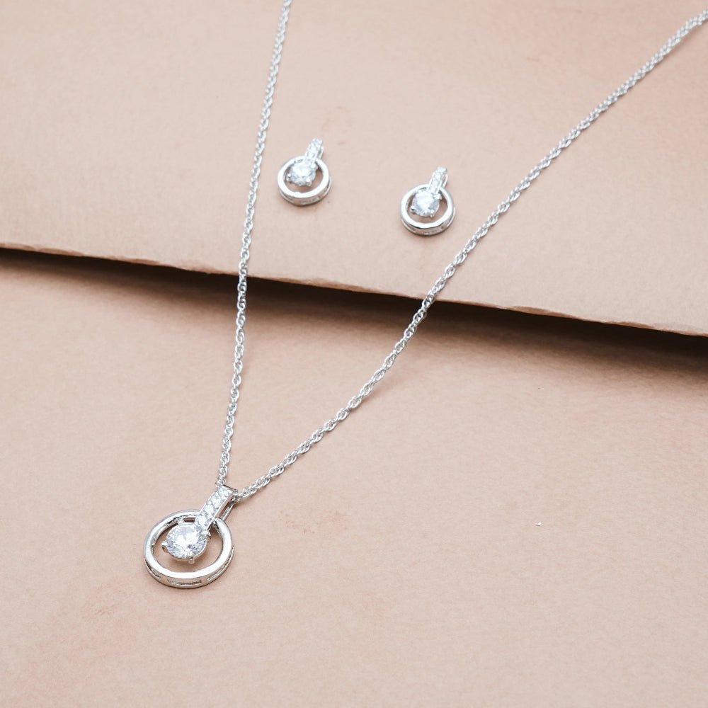 925 Silver Halo Glow Pendant & Studs Set - 925 sterling silver earrings by Tassya Silver