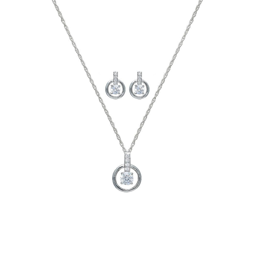 925 Silver Halo Glow Pendant & Studs Set - 925 sterling silver earrings by Tassya Silver