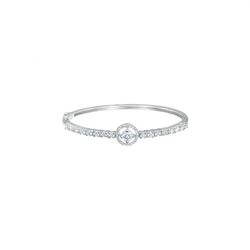 925 Silver Halo of Diamonds Kada - 925 sterling silver bracelet by Tassya Silver