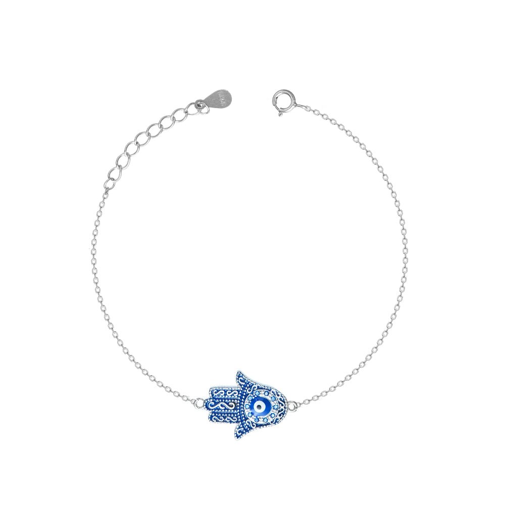 925 Silver Hamsa Shield Bracelet - 925 sterling silver bracelet by Tassya Silver