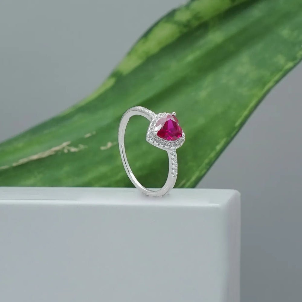 925 Silver Heart Ruby Ring - 925 sterling silver ring by Tassya Silver