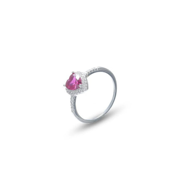 925 Silver Heart Ruby Ring