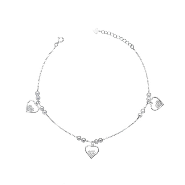 925 Silver Heart Symphony Anklet