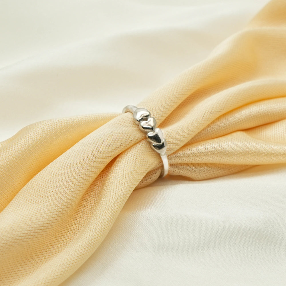 925 Silver Heartline Quartet Ring - 925 sterling silver ring by Tassya Silver