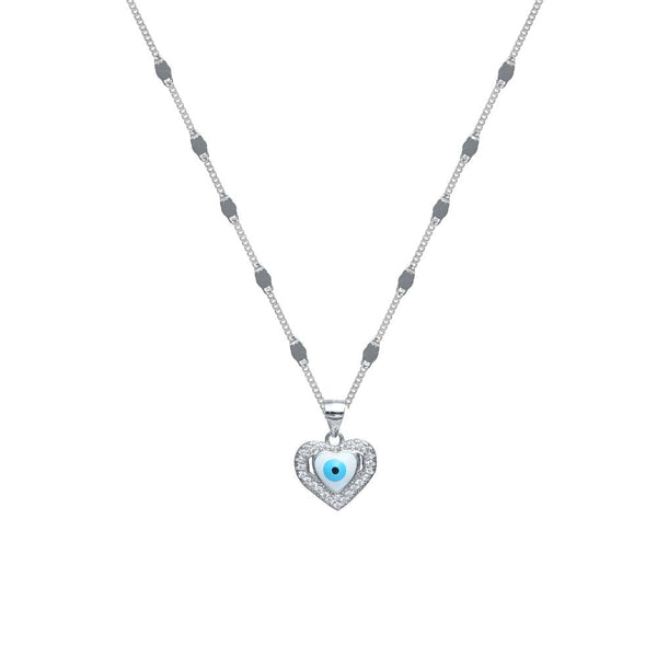 925 Silver Heartshield Evil Eye Chain Pendant