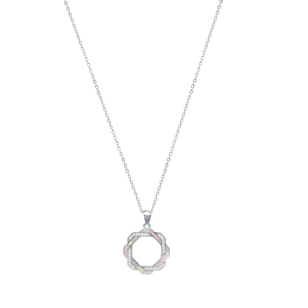 925 Silver Hexagon Halo Chain Pendant