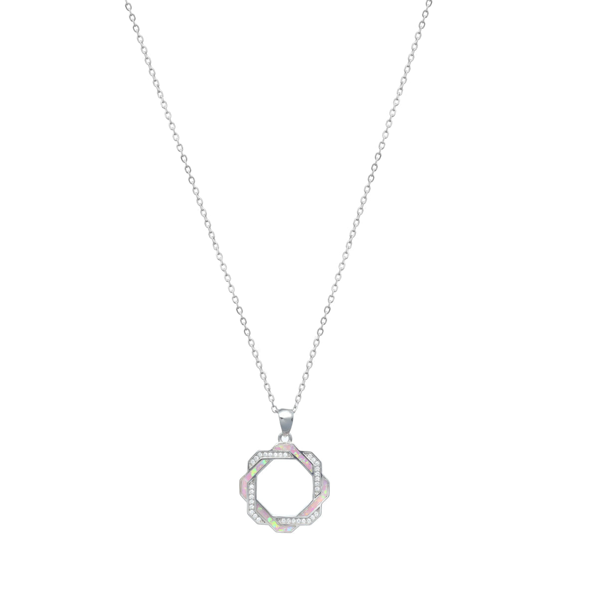 925 Silver Hexagon Halo Chain Pendant - 925 sterling silver pendant by Tassya Silver