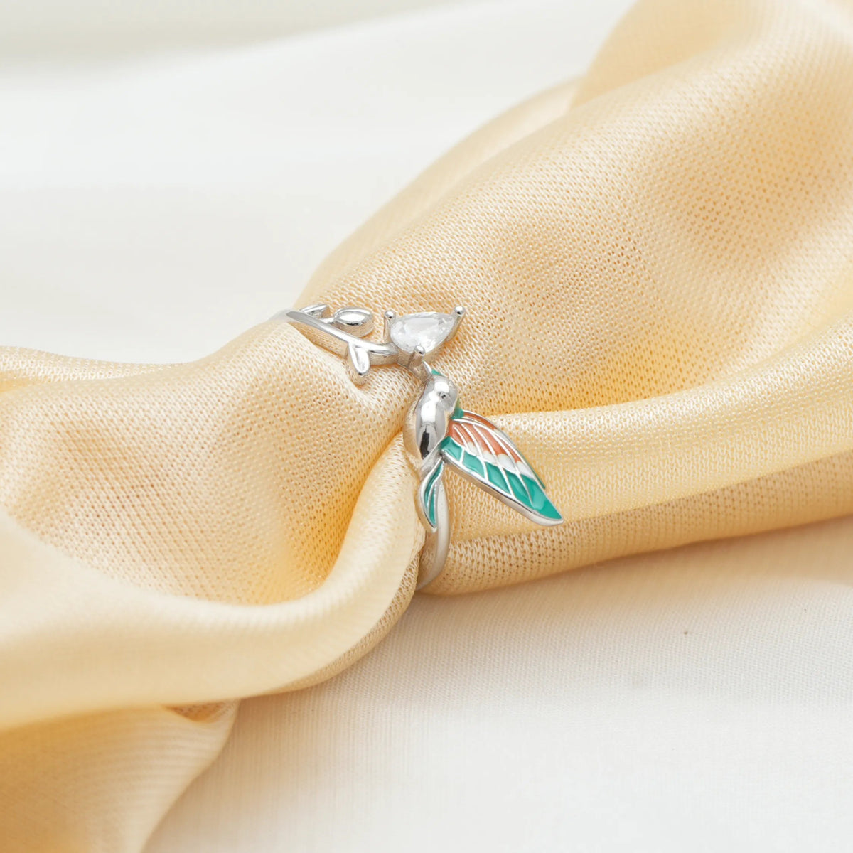 925 Silver Hummingbird Harmony Minimal Ring - 925 sterling silver ring by Tassya Silver