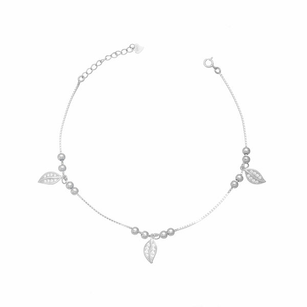 925 Silver Leaf Love Anklet