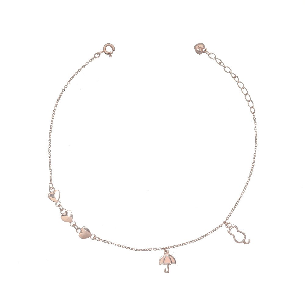 925 Silver Love and Luck Anklet - 925 sterling silver anklet by Tassya Silver