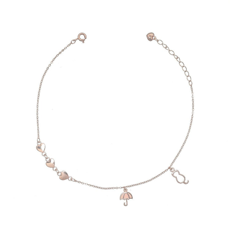 925 Silver Love and Luck Anklet - 925 sterling silver anklet by Tassya Silver