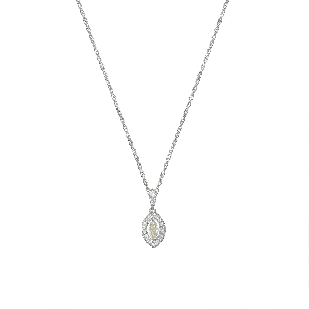 925 Silver Marquise Glow Pendant - 925 sterling silver pendant by Tassya Silver