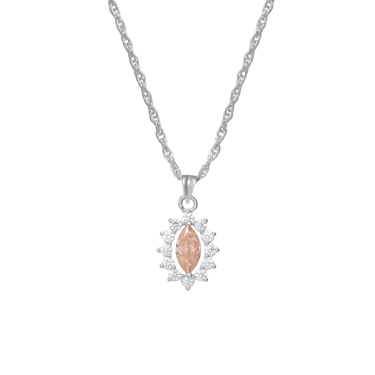 925 Silver Marquise Peach Pendant - 925 sterling silver pendant by Tassya Silver