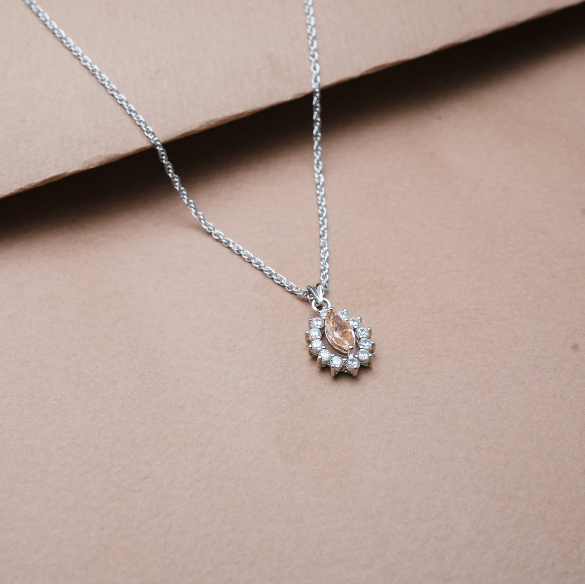 925 Silver Marquise Peach Pendant - 925 sterling silver pendant by Tassya Silver