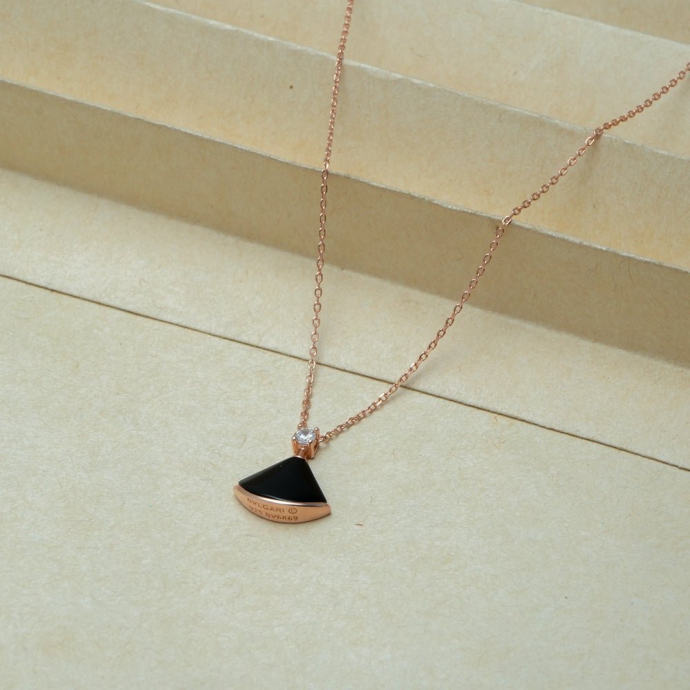 925 Silver Rose Gold Midnight Bloom Chain Pendant - 925 sterling silver pendant by Tassya Silver