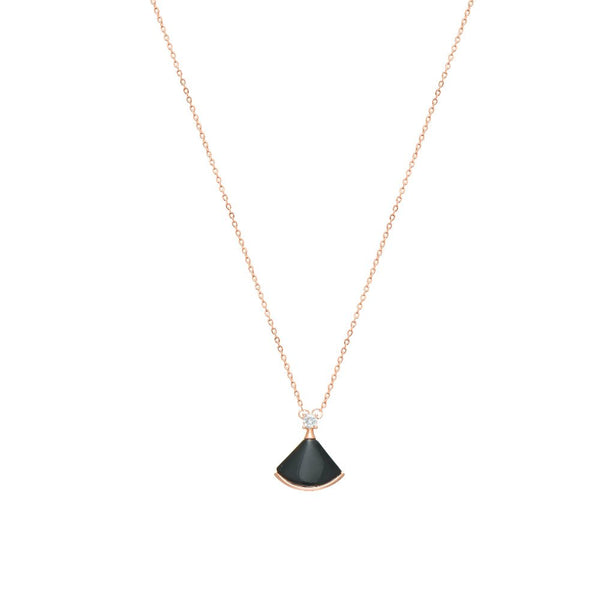 925 Silver Rose Gold Midnight Bloom Chain Pendant