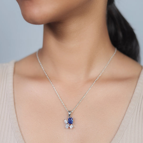925 Silver Blue Orchid Pendant