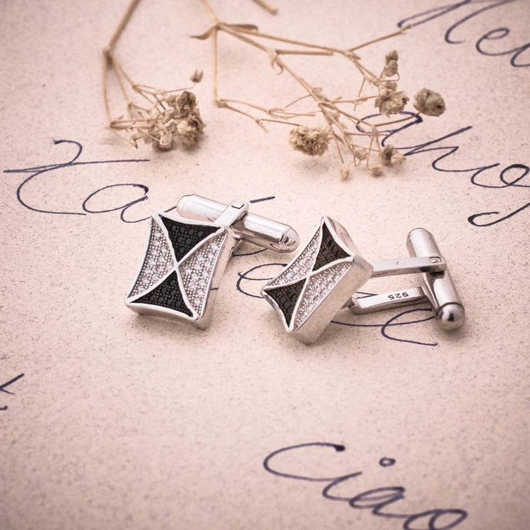 925 Silver Midnight Star Cufflinks - 925 sterling silver jewellery by Tassya Silver
