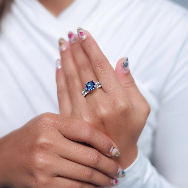 925 Silver Midnight Stone Ring - 925 sterling silver ring by Tassya Silver