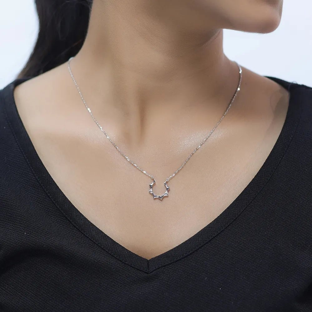 925 Silver Minimal Sunburst Chain Pendant - 925 sterling silver pendant by Tassya Silver