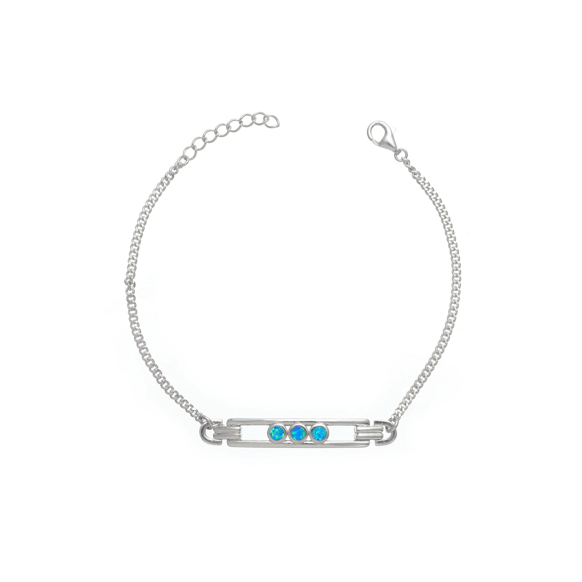 925 Silver Minimalist Opal Accent Bracelet - 925 sterling silver bracelet by Tassya Silver