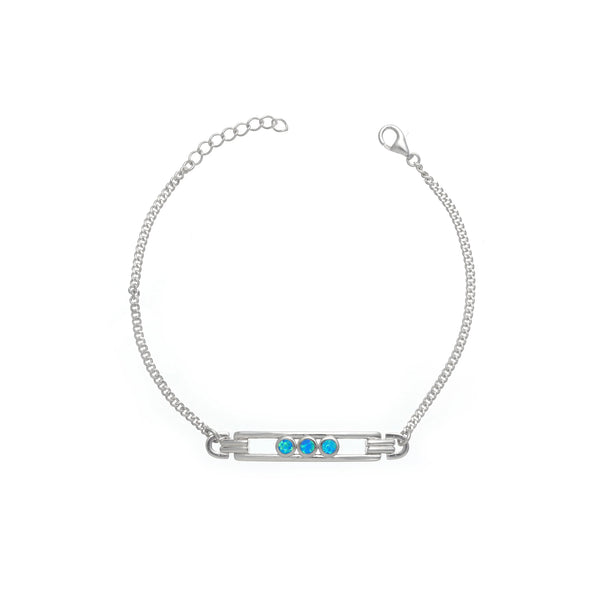 925 Silver Minimalist Opal Accent Bracelet
