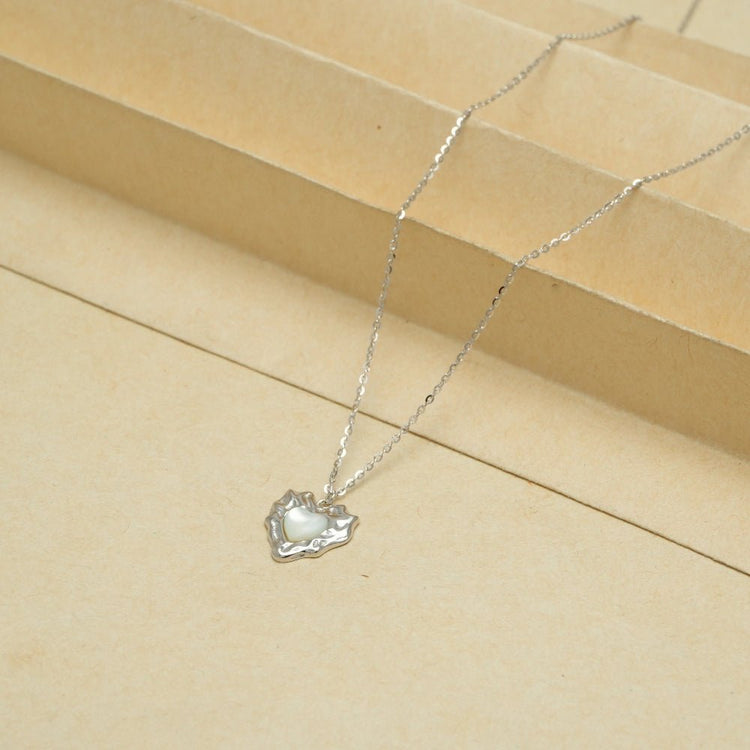 925 Silver Molten Heart Chain Pendant - 925 sterling silver pendant by Tassya Silver