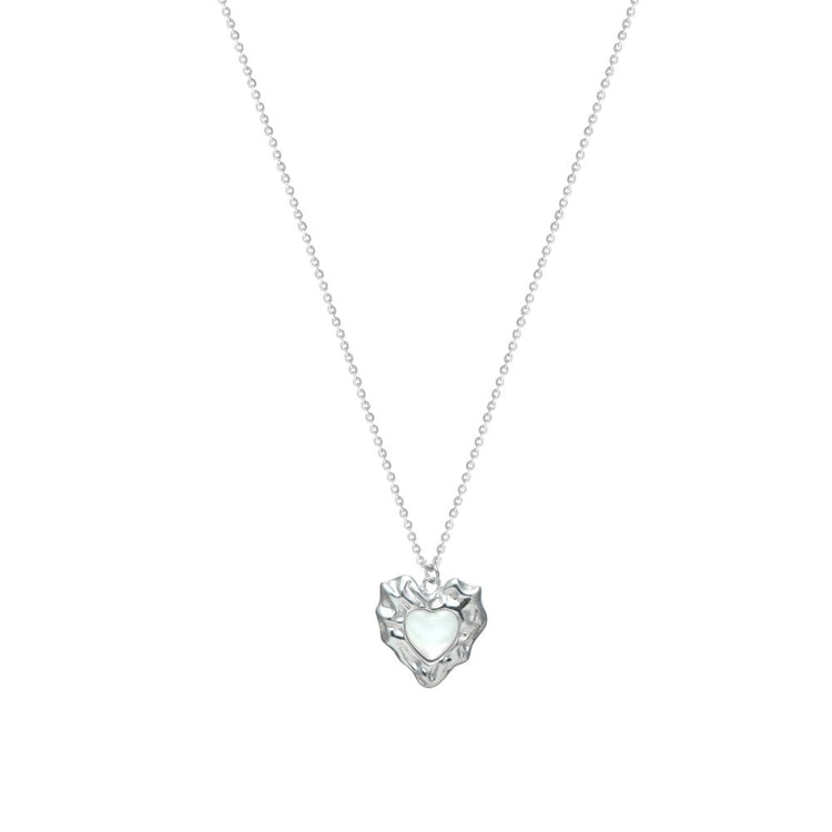 925 Silver Molten Heart Chain Pendant - 925 sterling silver pendant by Tassya Silver