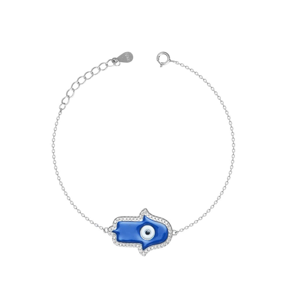 925 Silver Ocean Hamsa Bracelet - 925 sterling silver bracelet by Tassya Silver