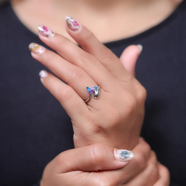 925 Silver Ocean Whirl Dolphin Ring