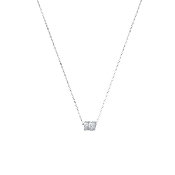 925 Silver Pave Cylinder Chain Pendant