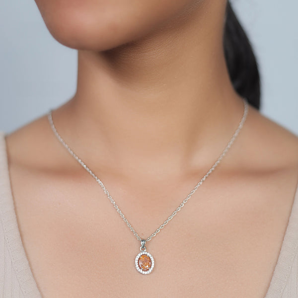 925 Silver Peach Glow Pendant