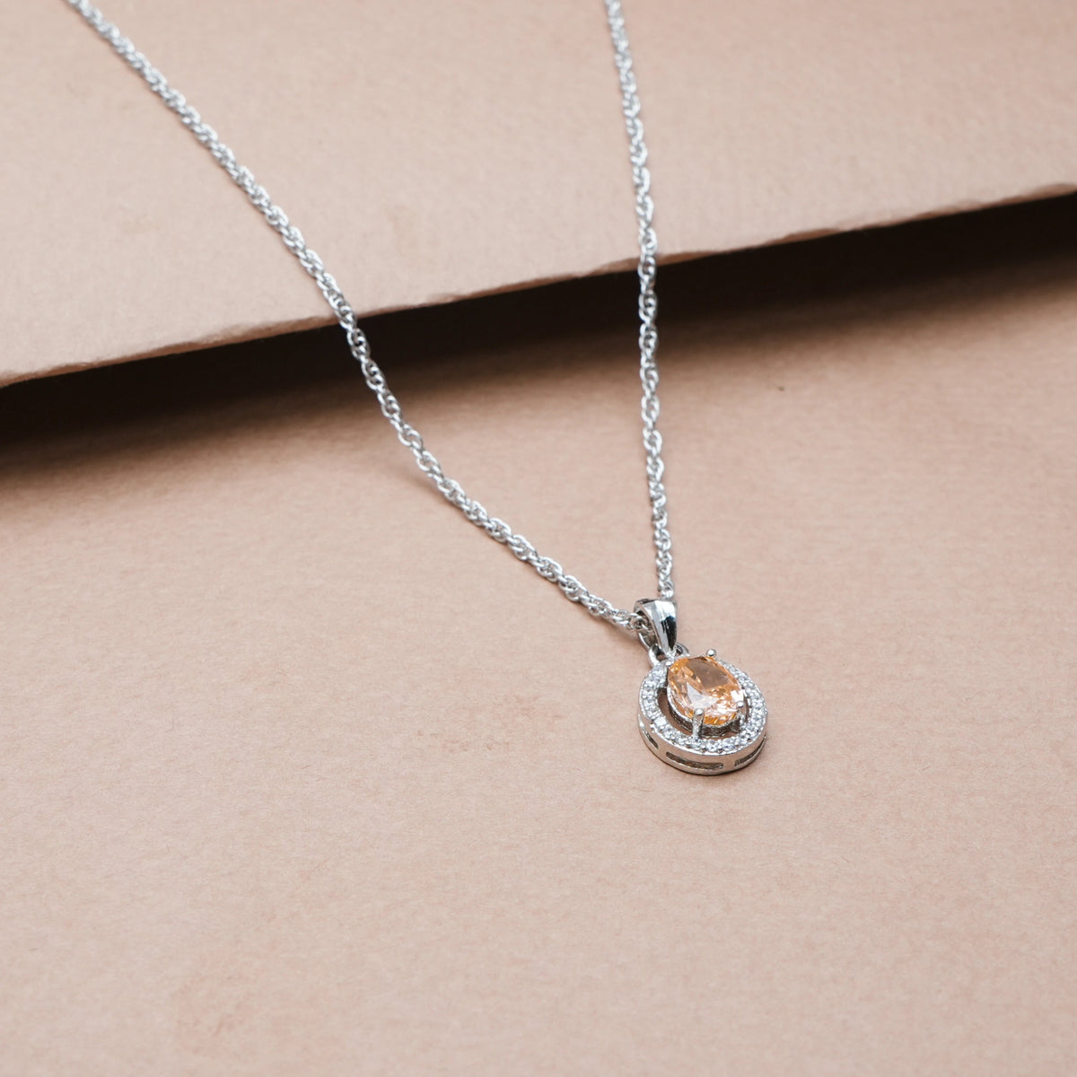 925 Silver Peach Glow Pendant - 925 sterling silver pendant by Tassya Silver