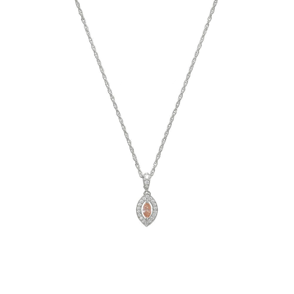 925 Silver Peach Marquise Diamond Pendant - 925 sterling silver pendant by Tassya Silver