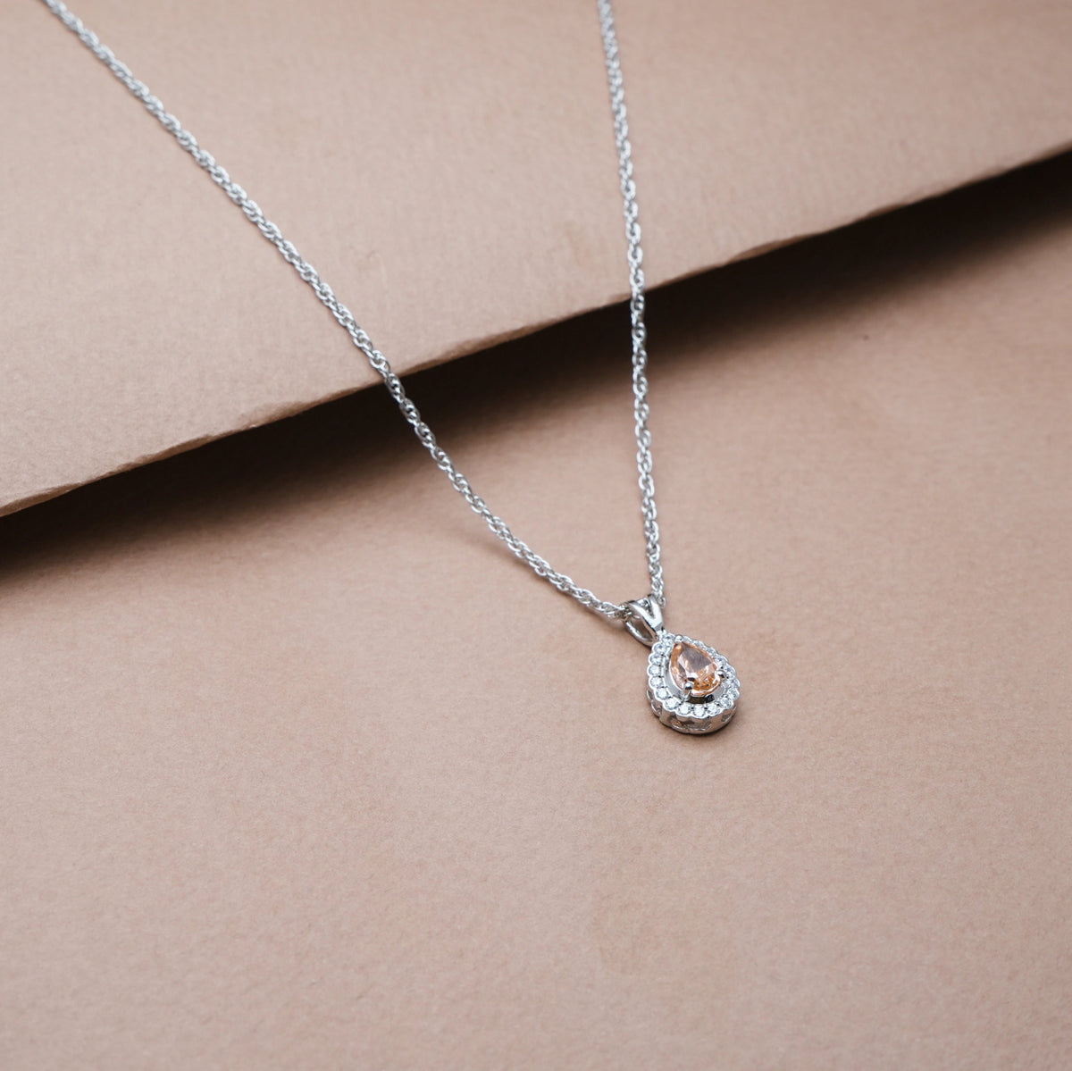 925 Silver Peach Oval Pendant - 925 sterling silver pendant by Tassya Silver