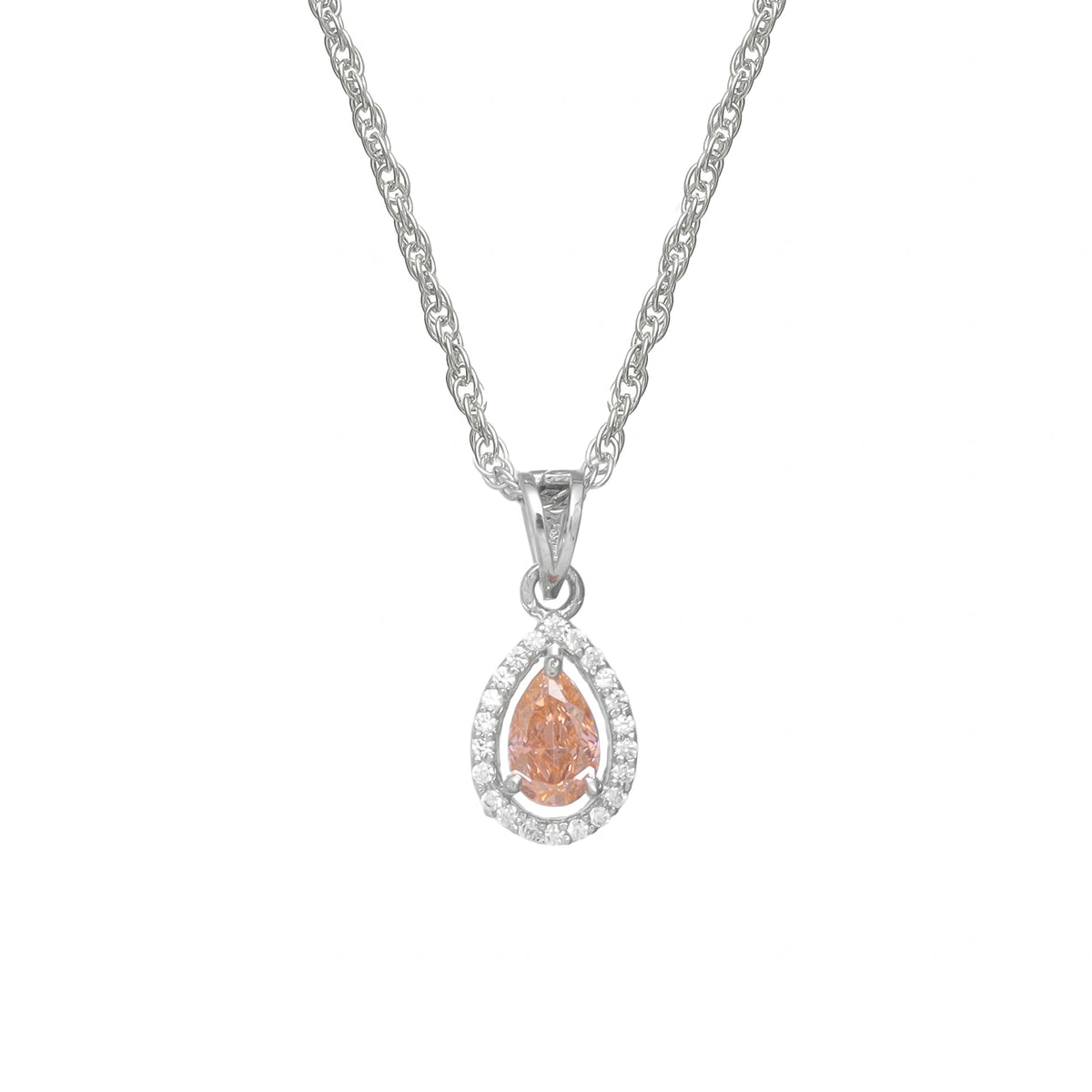 925 Silver Peach Teardrop Pendant - 925 sterling silver pendant by Tassya Silver